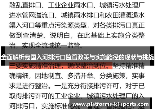 全面解析我国入河排污口监管政策与实施路径的现状与挑战